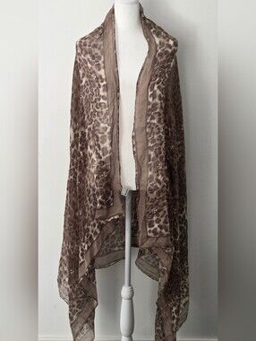 Aldo Taupe Leopard-Print Sheer Wrap